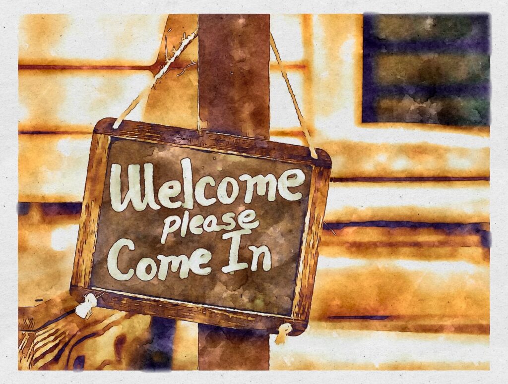 Welcome message on a board